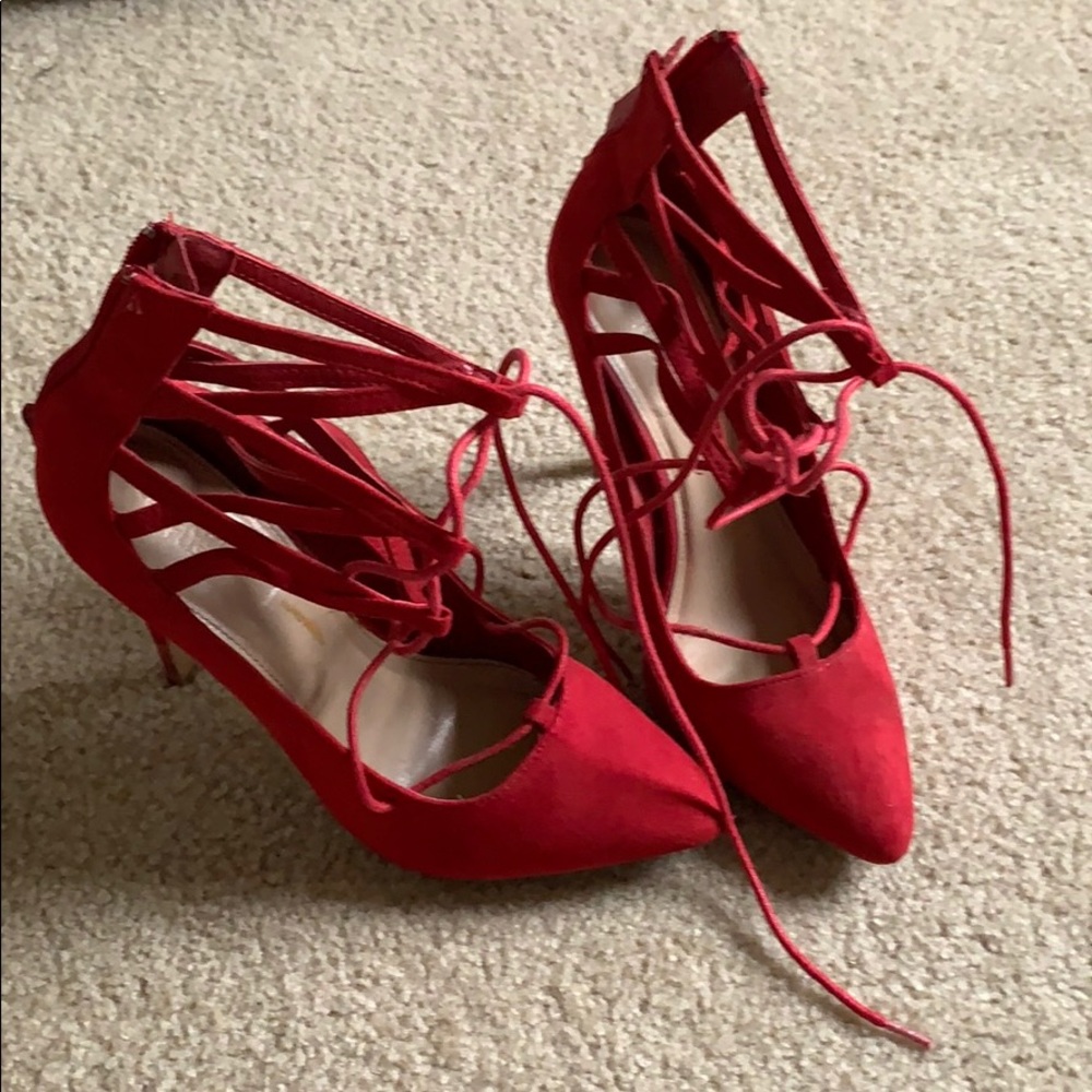 Red Lace-Up Heels!